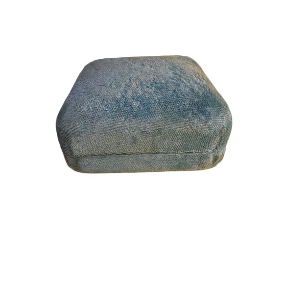 Vintage E.B. Horn Co. Jewelry Box Velvet Square 2” Blue Hinged Lid - Picture 6 of 9